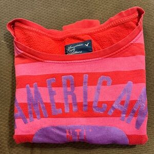 American Eagle Outfitters Red and Purple Striped Sweatshirt